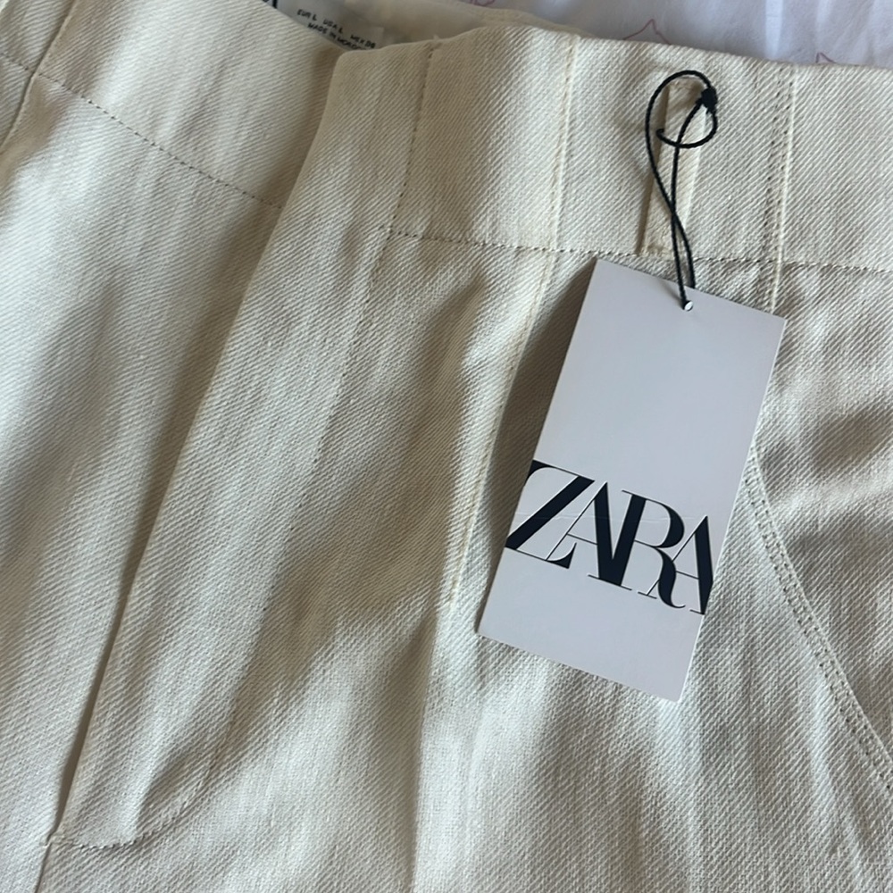 NWT ZARA Oyster White Linen Women's Pantsuit - Large - Picture 4 of 8